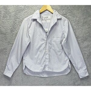 Frank & Eileen Silvio‎ Shirt Womens XS Blue White Striped Button Up Untuckable V